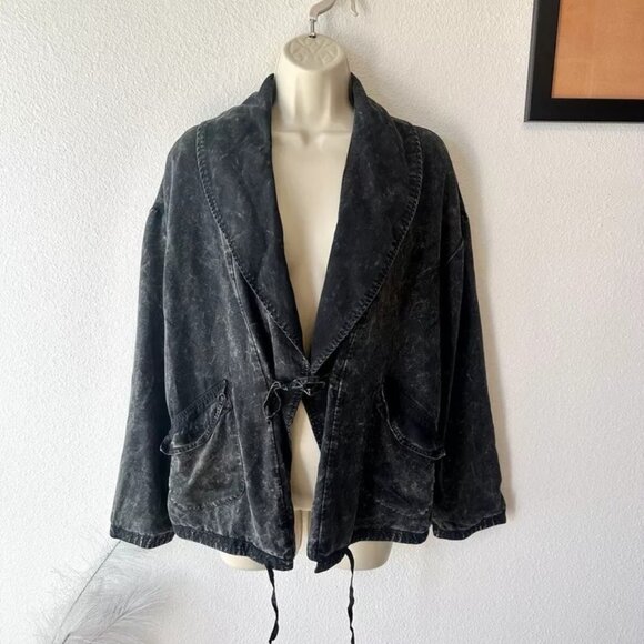Young Fabulous Broke Open Front Utility Jacket Linen Gray Stone Wash Sz S‎ YFB - Picture 1 of 11